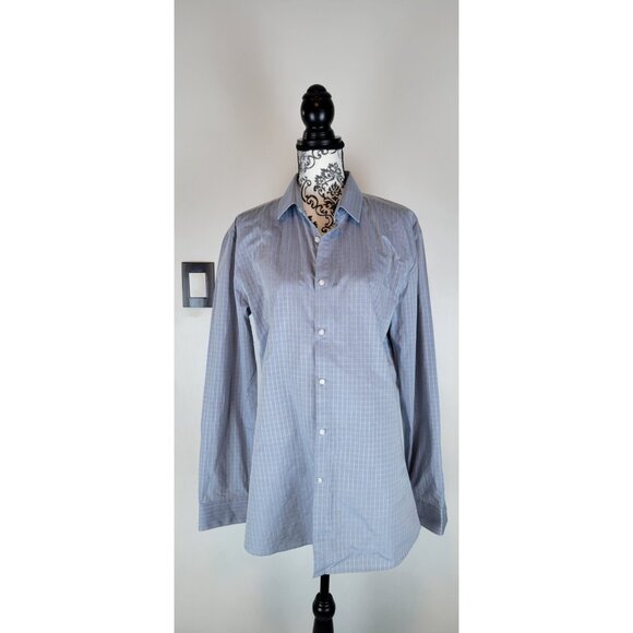 Hugo Boss Other - HUGO BOSS Men's Large Button Up Shirt Blue White Slim Fit Cotton 16.5 34/35